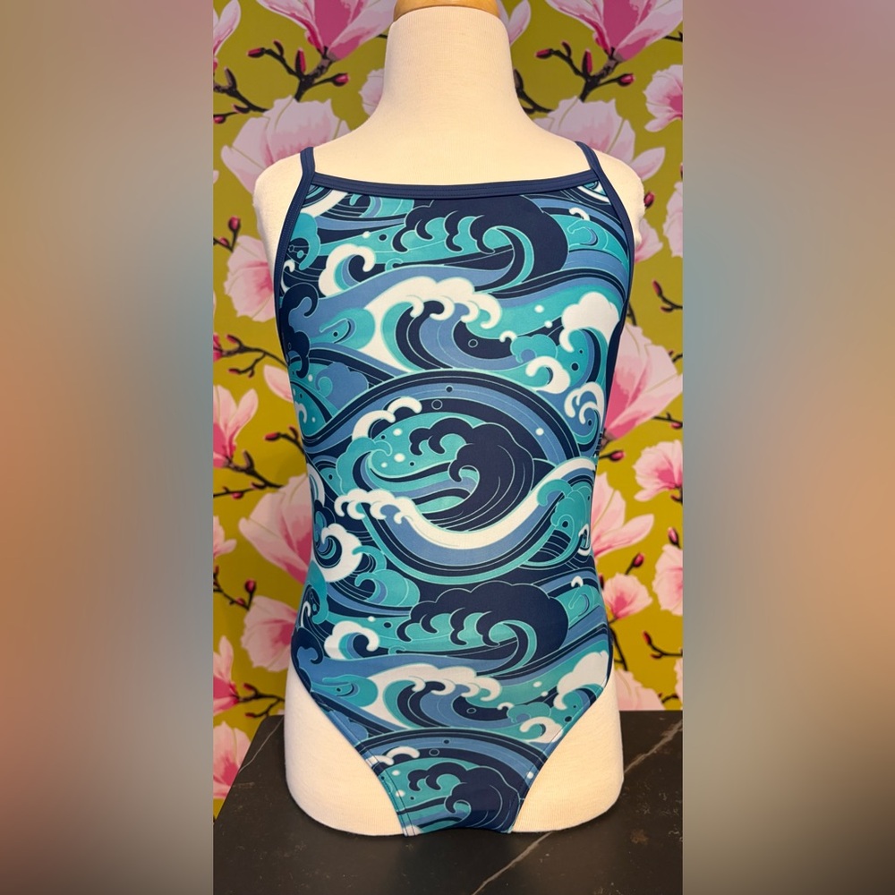 Blue Wave Pattern Swimsuit